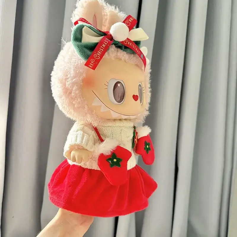 38cm Plush Doll'S Clothes Outfit Accessories For Korea Labubu Idol for MOKOKO  doll red gloves white sweater set Clothing Gift