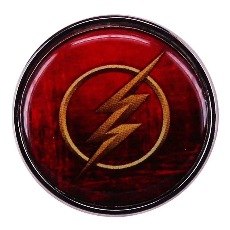 Insignia de broche de Pin esmaltado con logotipo de rayo Flash de héroe Comics del grupo de la justicia para mochilas, regalo de joyería