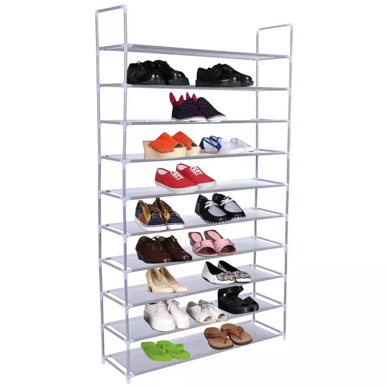 

10-Tier 50 Pairs Shoe Rack Storage Organizer Tower Free Standing Space Saving