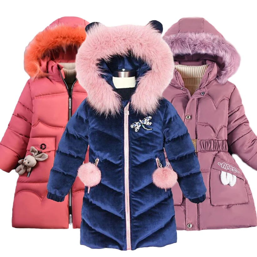 

Children Down Coat Winter Teenager Thickened Hooded Cotton-padded Parka Coat Kids Warm Long Jackets Toddler Kids Outerwear