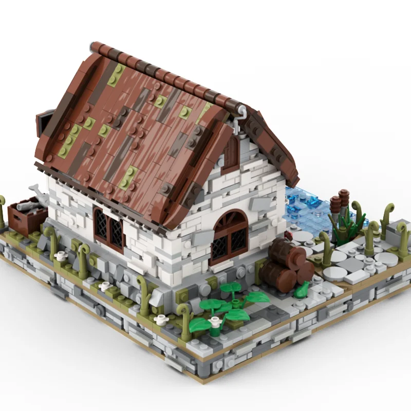 1575-Piece High-Detail Fisherman's Cottage With Detailed Roof And Dock, Suitable For Display And Collection Building Blocks