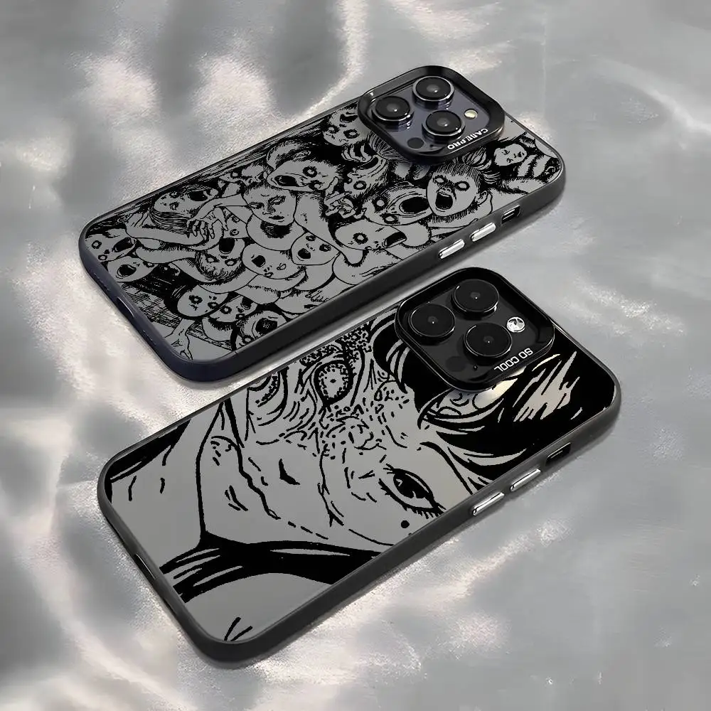 الرعب كاريكاتير J-Junji Ito جراب هاتف آيفون 17 16 15 14 13 12 برو ماكس زائد الملونة التدرج لينة غطاء خلفي من البولي يوريثان