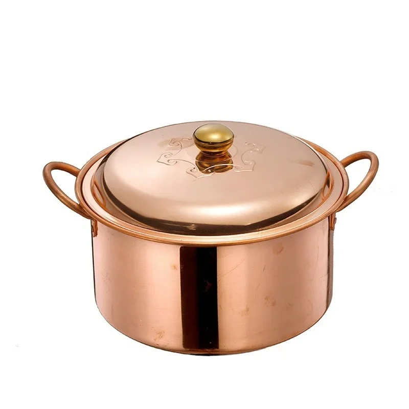 Copper Saucepan Handmade Chinese Classic Thickened Pure Copper Split Heat Insulation Large Capacity Uncoated Easy To Clean