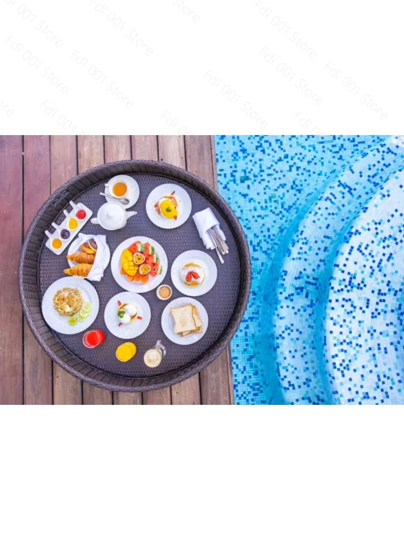Swimming Pool Hot Spring Floating Plate Breakfast Fruit Drink  Tray Hotel Homestay Internet celebrity Water rattan basket Plate