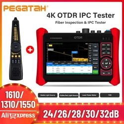PEGATAH 4K OTDR IPC Tester 1310/1550nm 1610nm Fibra activa Multi en 1 Reflectómetro de dominio de tiempo óptico con mapa OPM OLS VFL