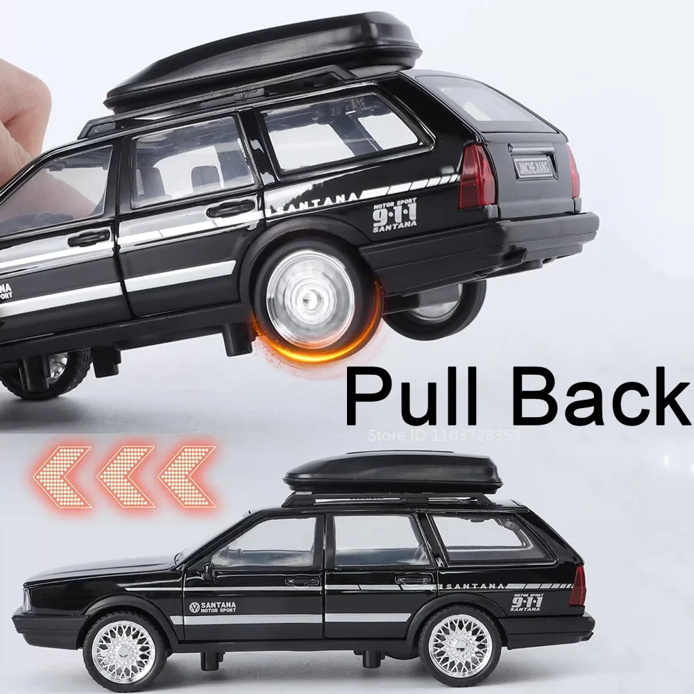 1:32 Santana AE86 รถโบราณของเล่นโลหะผสมDiecast Miniatureยานพาหนะเสียงประตูเปิดดึงกลับสําหรับของขวัญเด็ก