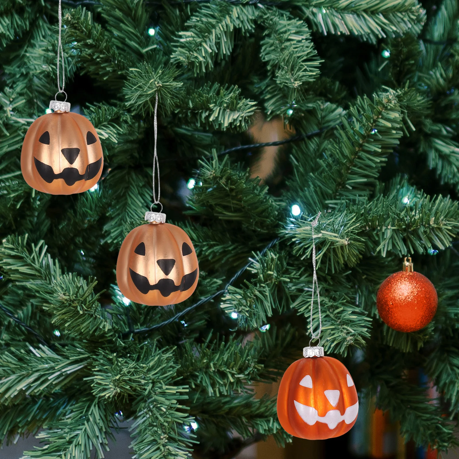 

12Pcs Halloween Pumpkin Hanging Ornaments Shatterproof Mini Plastic Pumpkin Balls Autumn Tree Decorations Thanksgiving Party