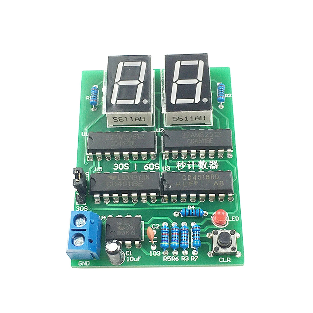 30 to 60 Seconds Counter Suite DIY Kits 2 Digit 30-60s Timer Simple Stopwatch Digital Electronic Practical Training Timer Part