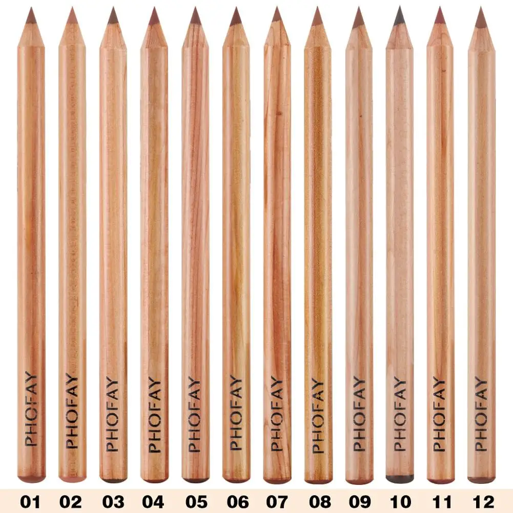 12pcs Lip Liner ปากกา 12 สีกันน้ําและเหงื่อไม่ง่ายที่จะจางหาย Non-Stick CUP ลิปสติกลิปสติกชุดดินสอ