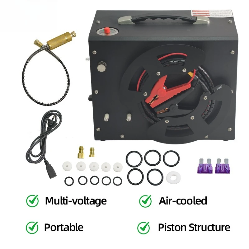 Electric 110V/220V/12V 4500PSI 300Bar 30MPa Built-in Adapter, Automatic Stop Fan, Submersible Gas Cylinder, Portable Pump