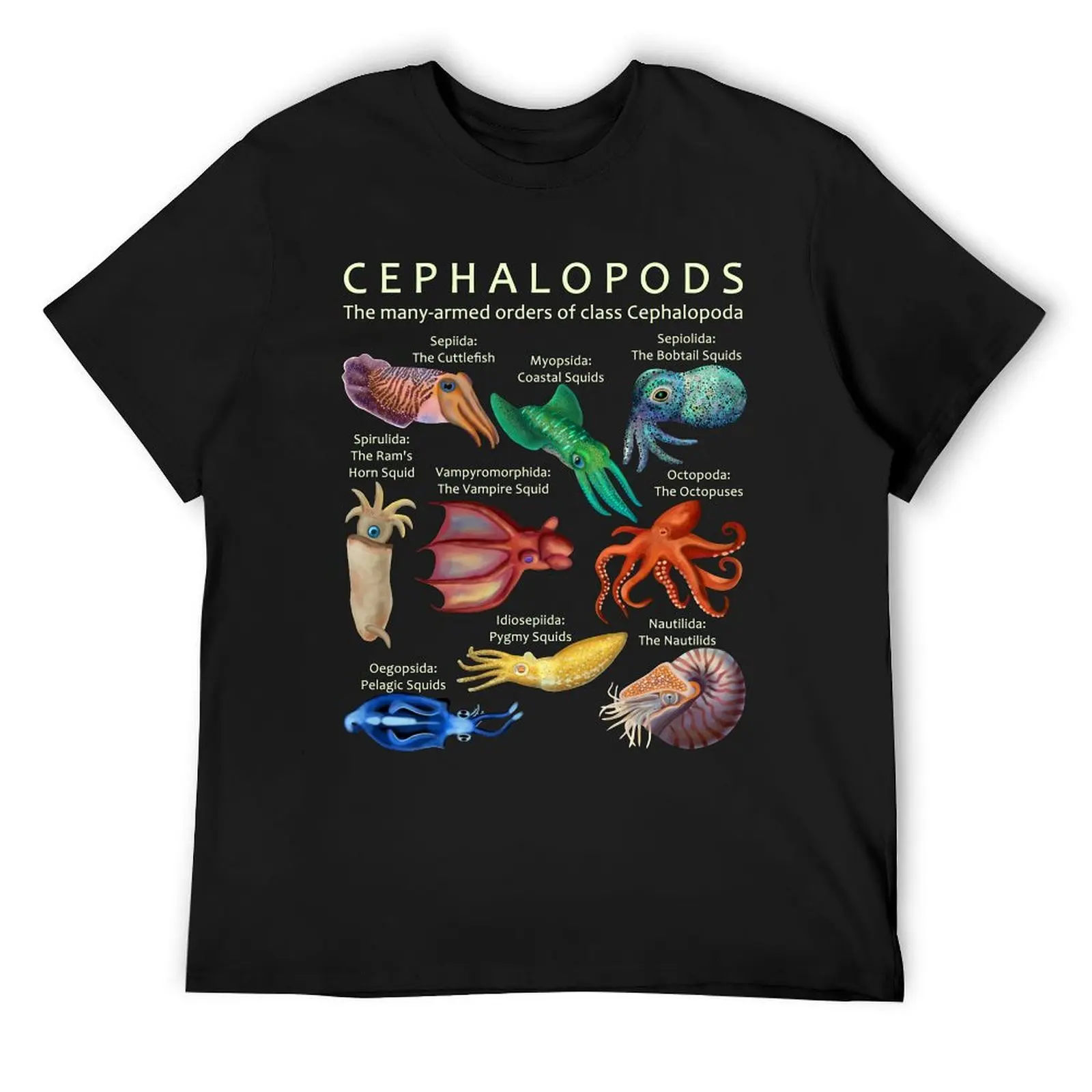 The Cephalopod: Octopus, Squid, Nautilus, and Cuttlefish T-Shirt heavyweights quick drying valentines clothes mens t shirts