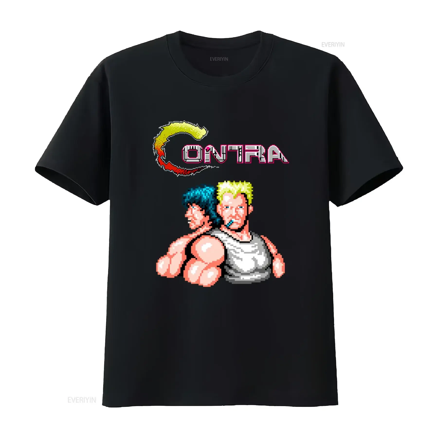 Camiseta Contra NES Famicom Game Screen com Design Retrô 8 Bits, 100% Algodão, Disponível do S ao 5XL, Estampa Gráfica Vintage Lavada