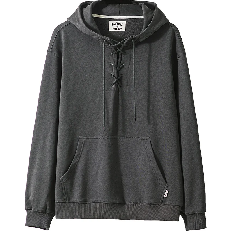 

Loose Men's Hoodie Deck Grey Military Spring Autumn Outdoor Chic Streetwear