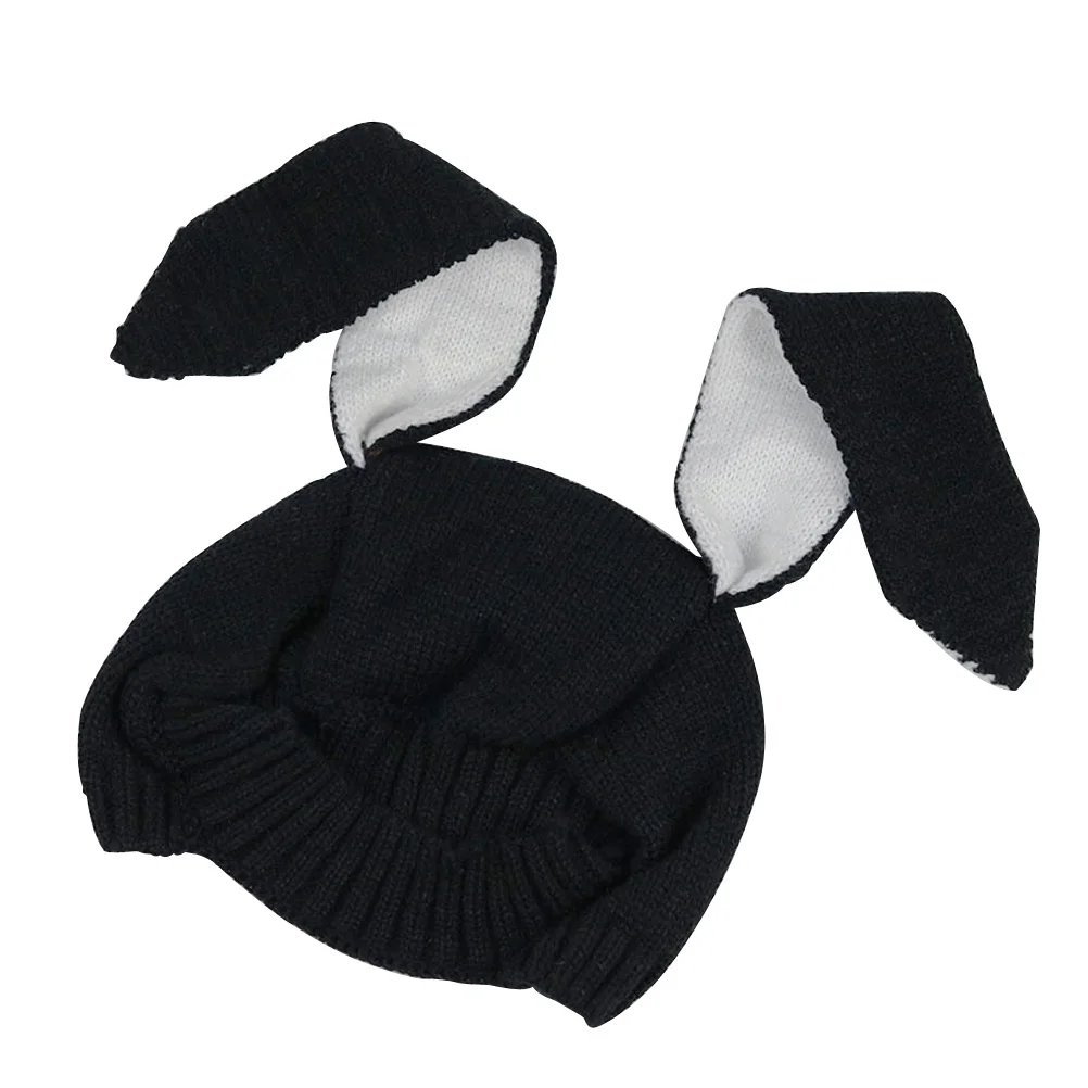 

Soft Baby Toddler Rabbit Hat Winter Warm Unisex Infant Cap Black 25X25Cm Acrylic Fiber Stretchy Durable Skin Friendly Patchwork