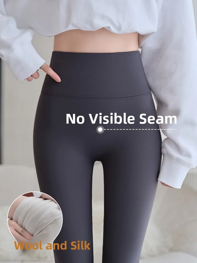 Pantaloni da yoga a vita alta Pantaloni da yoga invernali da donna in cotone caldo Nessuna linea a vita alta Senza arricciatura Pantaloni con piedi piccoli