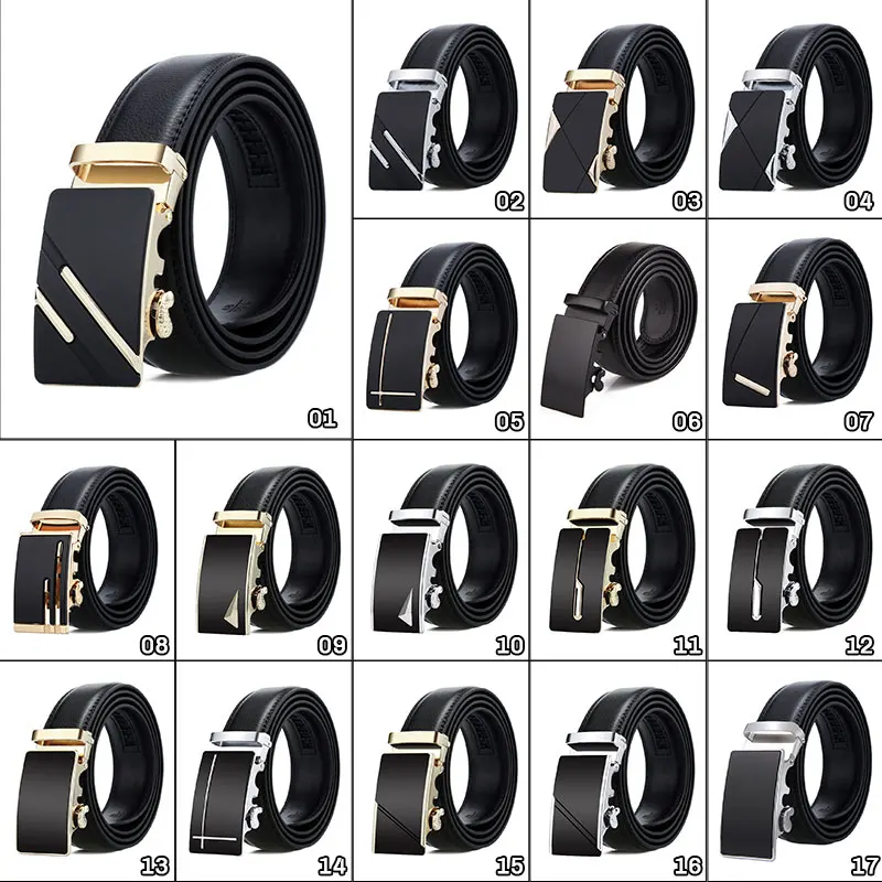 

17 Styles Available Genuine Leather Belt Men High Quality Black Belts Fashion Luxury Metal Automatic Buckle Business Waistband