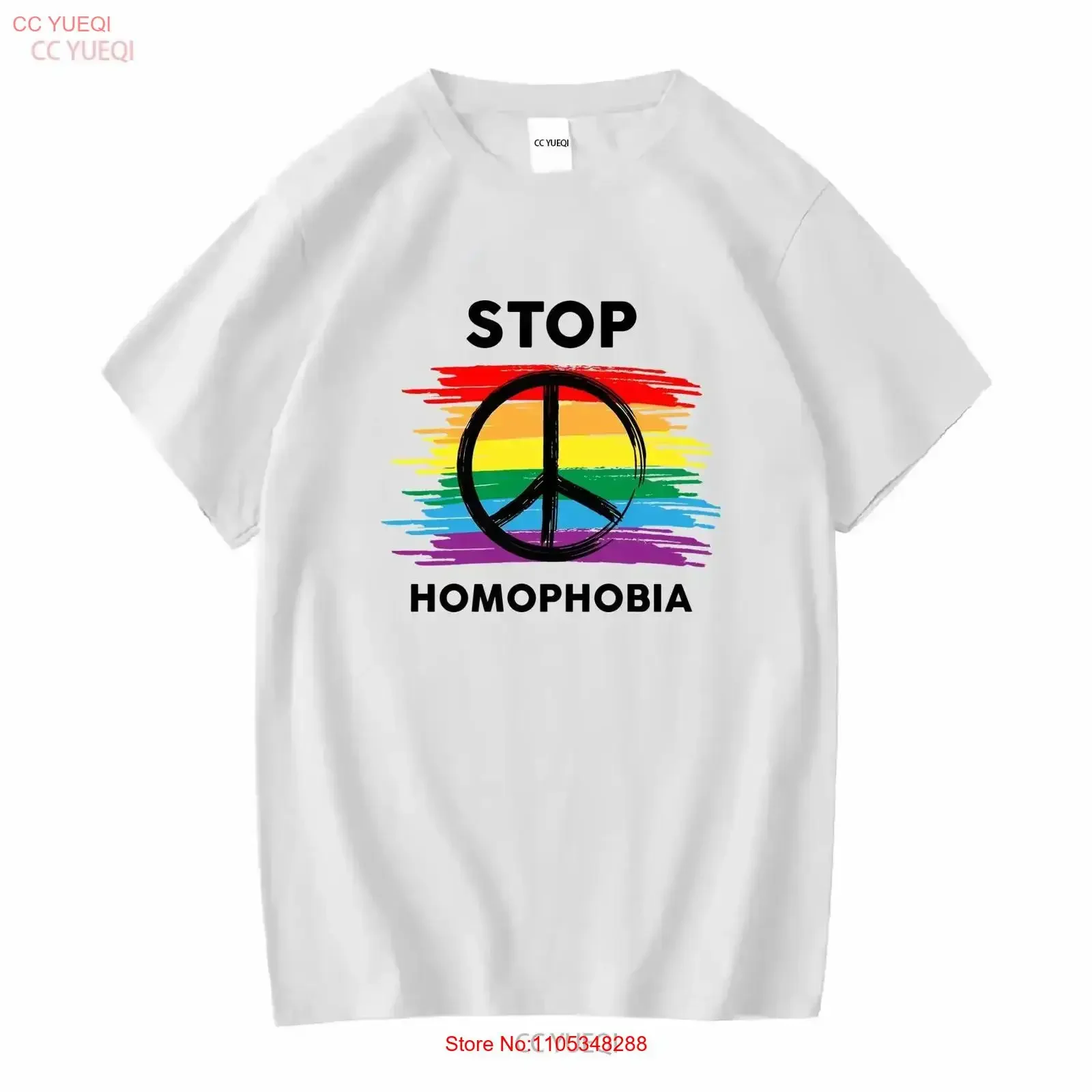 Stop Homophobia T Shirt Rainbow Flag LGBTQ Peace sign Pride Month tee Gay Lesbian T142 vintage Washed vintage Washed Soft