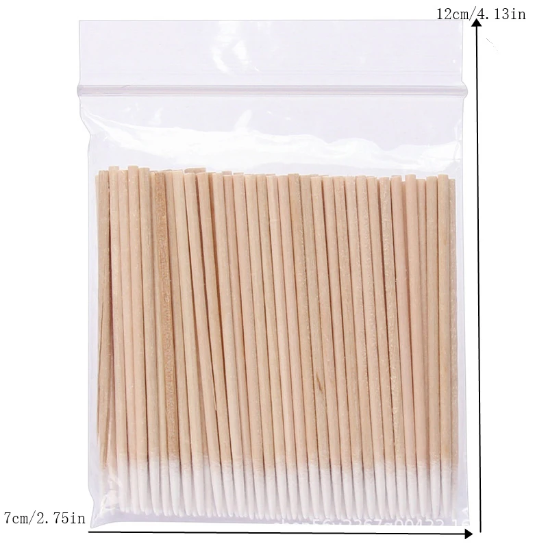 Nails Wood Cotton Swab Clean Sticks Small Pointed Wooden Cotton Head Manicure Detail Corrector Nail Polish Remover Art Tools