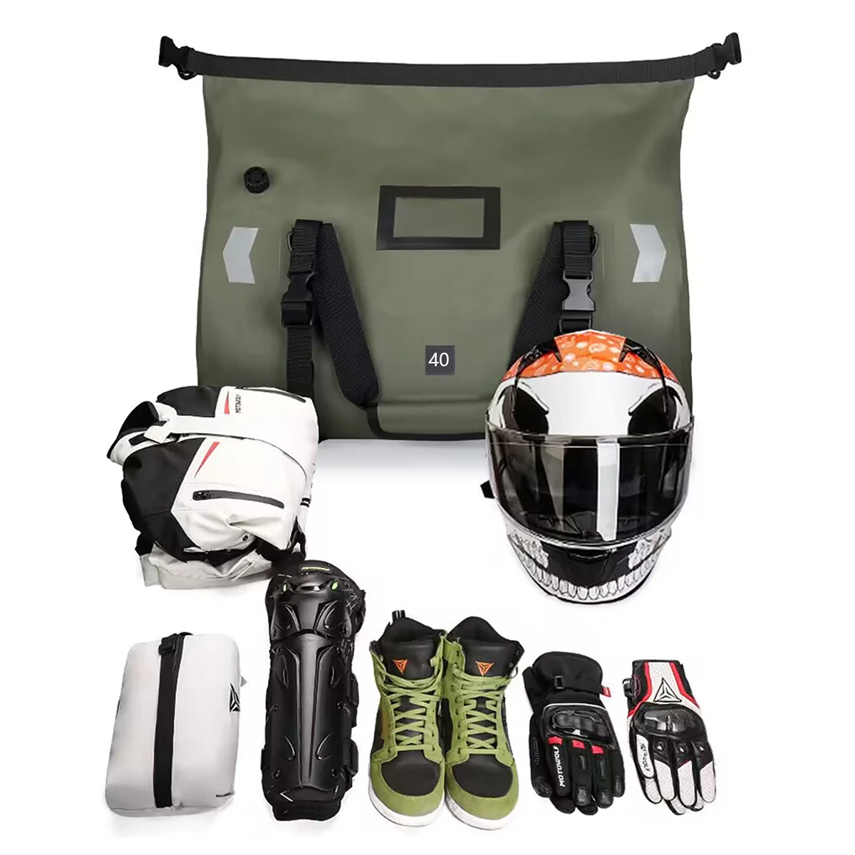 Wasserdichte Motorrad-Rücksitztasche, Reisegepäcktasche, 20 l, 80 l, 100 l, Motorrad, Powersports-Hecktasche, Packtaschen, Reithelmtasche – Detail 31