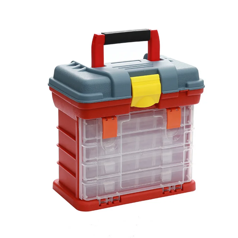 "Boîte de rangement de pièces en plastique transparent à 4 couches-étui organisateur d'outils à 72 grilles pour vis, écrous, matériel-vente en gros en vrac"