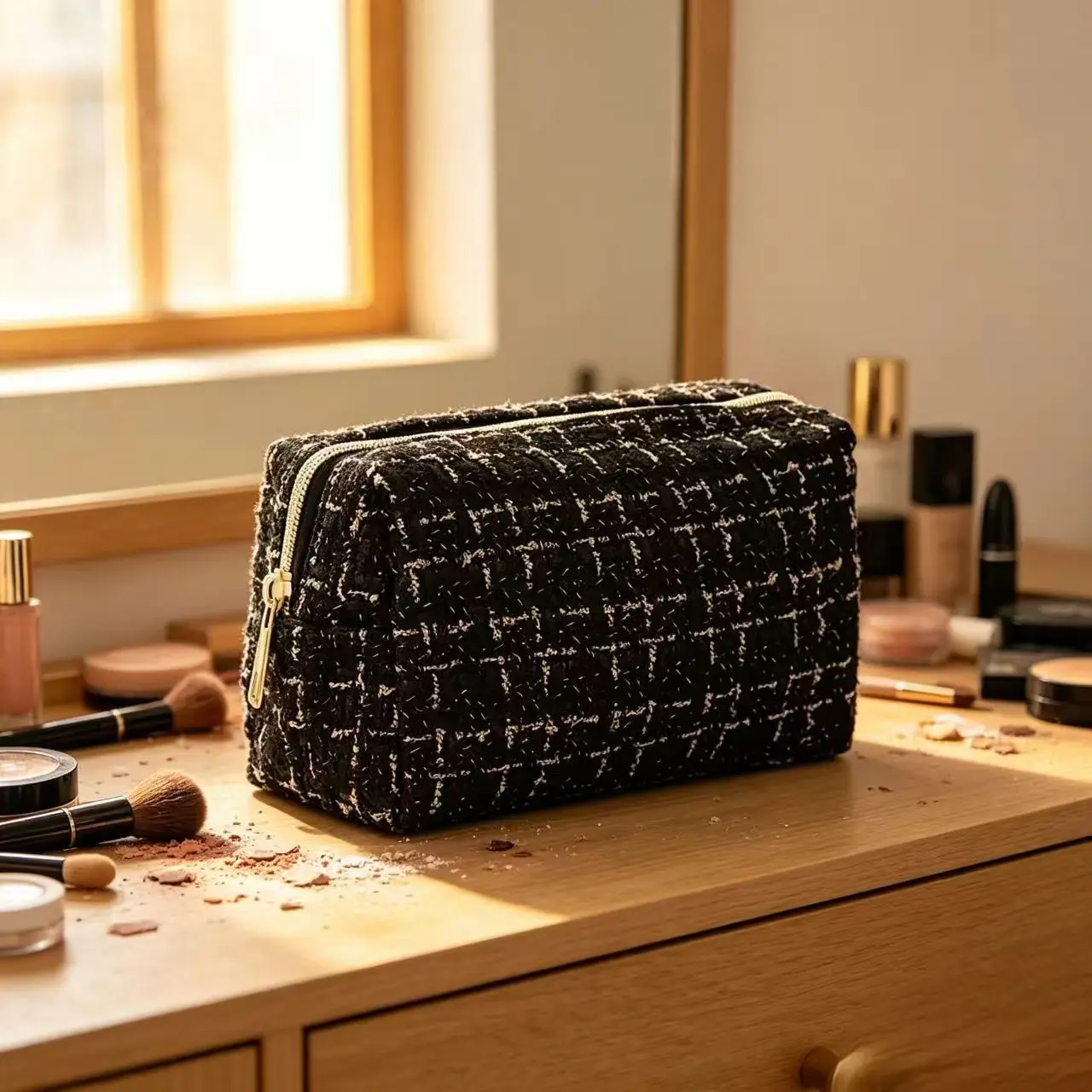 New Ins Portable Handheld Makeup Bag, Simple Large Capacity Travel Toiletry Organizer