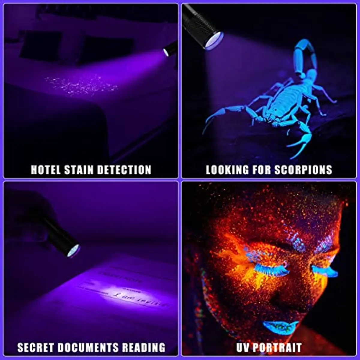 UV Flashlights 395nm Black Light Flashlight 9*LED UV Torch UV Light Detector for Dog Cat Pets Urine Stains Bugs Scorpions