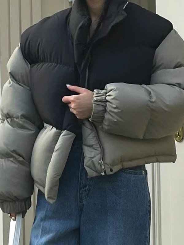 

Women's Thiened Padded Jaet Stand Collar Bread Sle Cotton Outerwear Retro Lazy Autumn Winter Warm Fluffy Zipper Closure