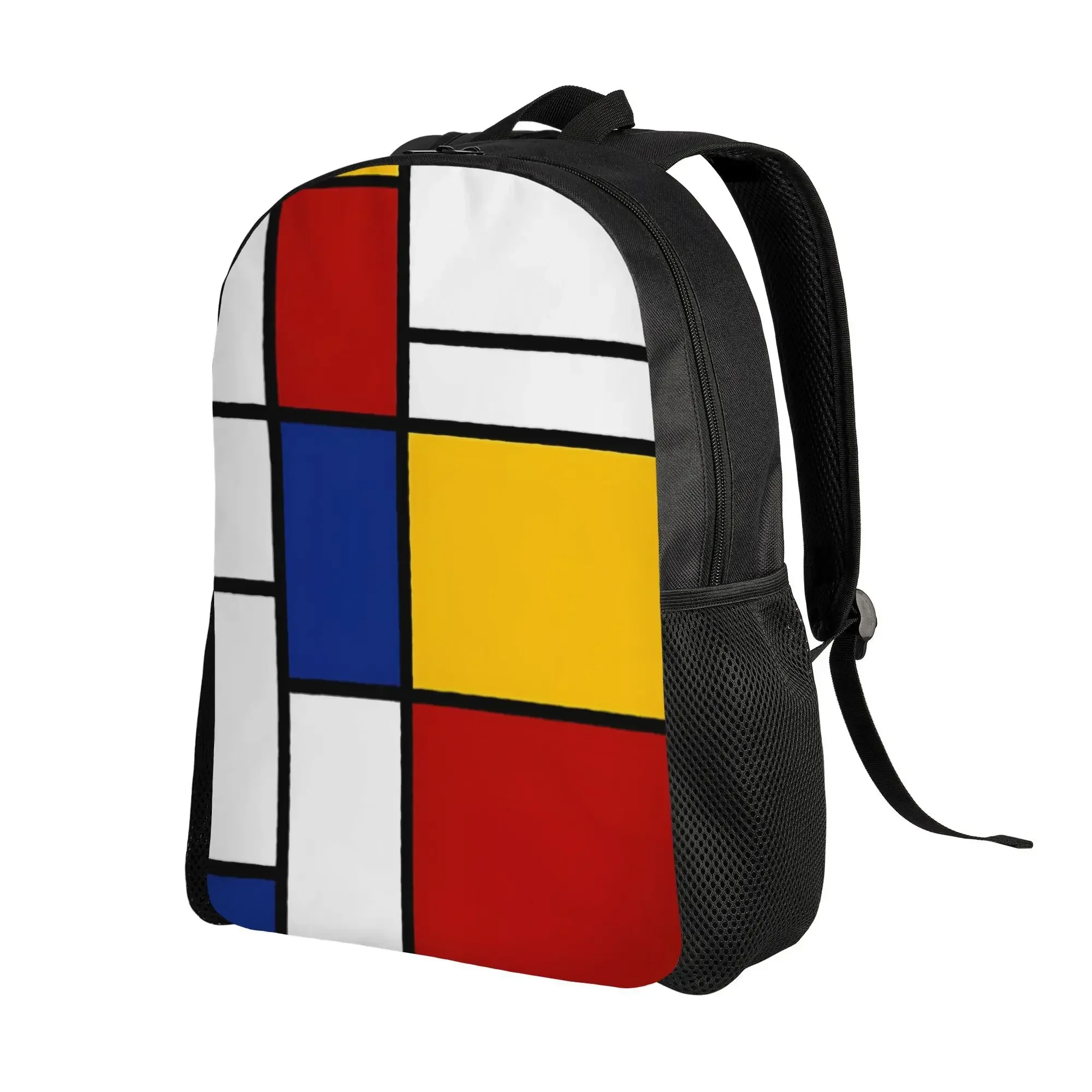 Custom Bag De Style Mondrian Inspired Unstructured Backpack With Relaxed Lines And Single-Sided Layout Great For Packing Basics