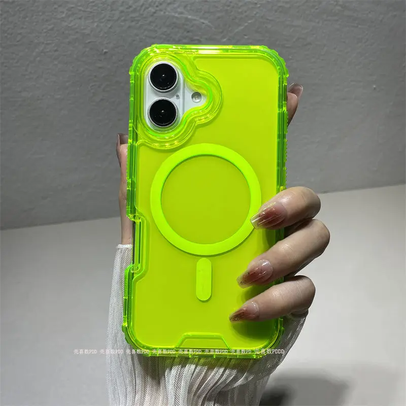 Colorful three-in-one PC+TPU magnetic phone case for iPhone 16 15Pro Max 14 13 12 Pro Max 14 Plus, high-looking, anti-fall case