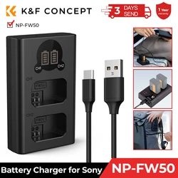 K&F CONCEPT NP-FW50 Battery Charger Dual Slot Quick Charger for Sony A6000 A6500 A6300 A6400 A7 A7II A7RII A7SII A7S A55 Cameras