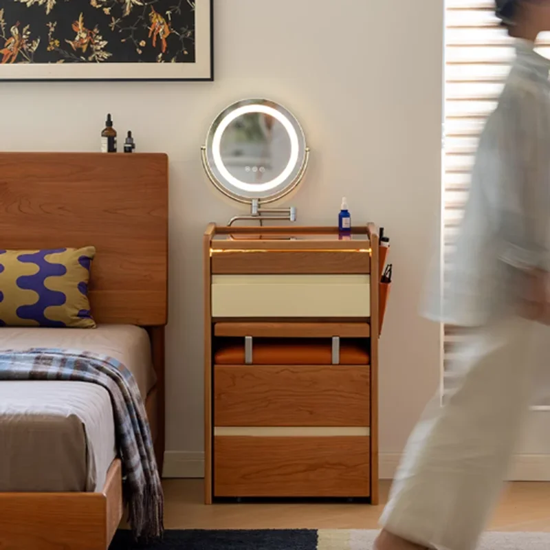 

Organizer Portable Lights Vanity Table Mirror Nordic Makeup Drawers Girl Dressers Bedroom Cabinet Coiffeuse De Chambre Furniture