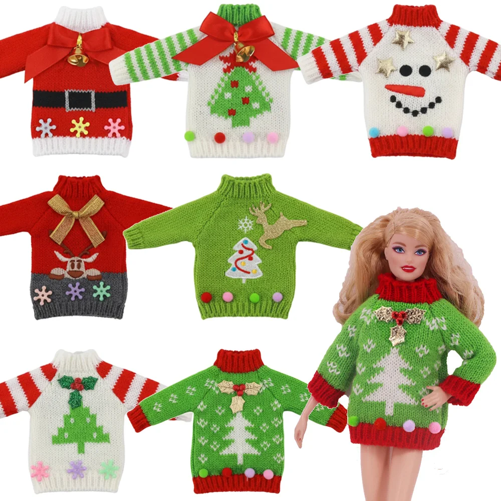 30cm 인형 옷 크리스마스 스웨터 엘프 크리스마스 인형 1/6 BJD 인형 의류 액세서리 스웨터, 소녀의 휴일 선물
