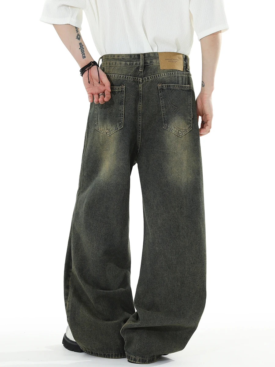 BLRY American Sle Cleanfit فضفاض واسع الساق الجينز الرجال الرجعية العصرية خمر جينز غير رسمي الشباب ular السراويل الطويلة