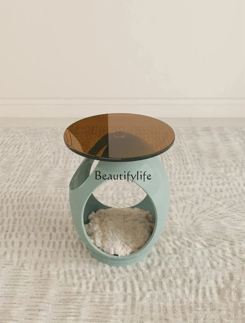 4yj15 Cream wind edge few living room modern simple light luxury designer home, art cat nest edge few