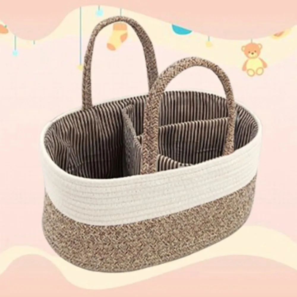 

Convenient Diaper Storage Basket Hand-Held Cotton Thread Baby Diaper Bag Tote Bag Large Capacity Mommy Handbag Baby Care