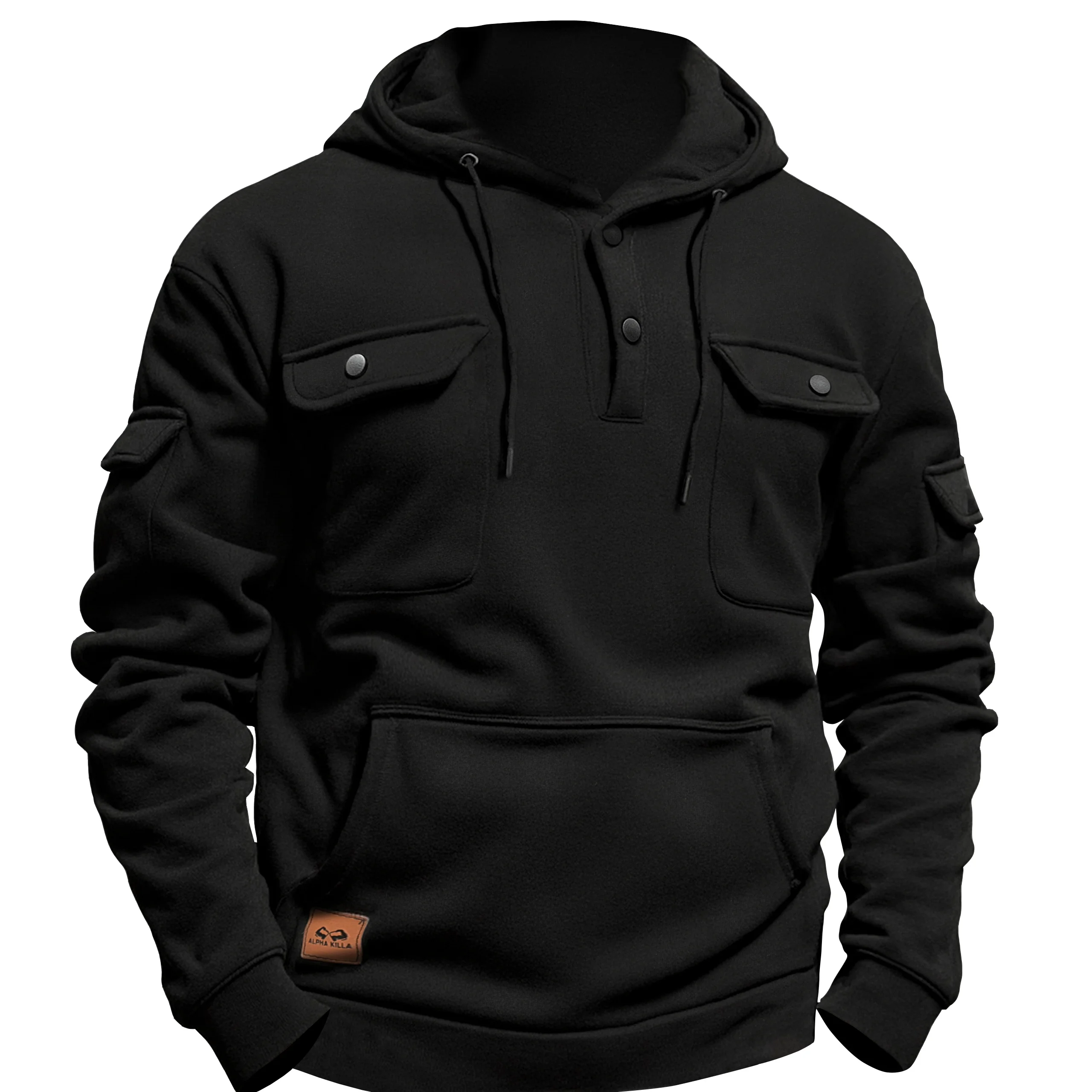 

A new single-breasted hooded sweatshirt for men in the autumn and winter of 2025, a comfortable knitted fleece hooded sweatshirt