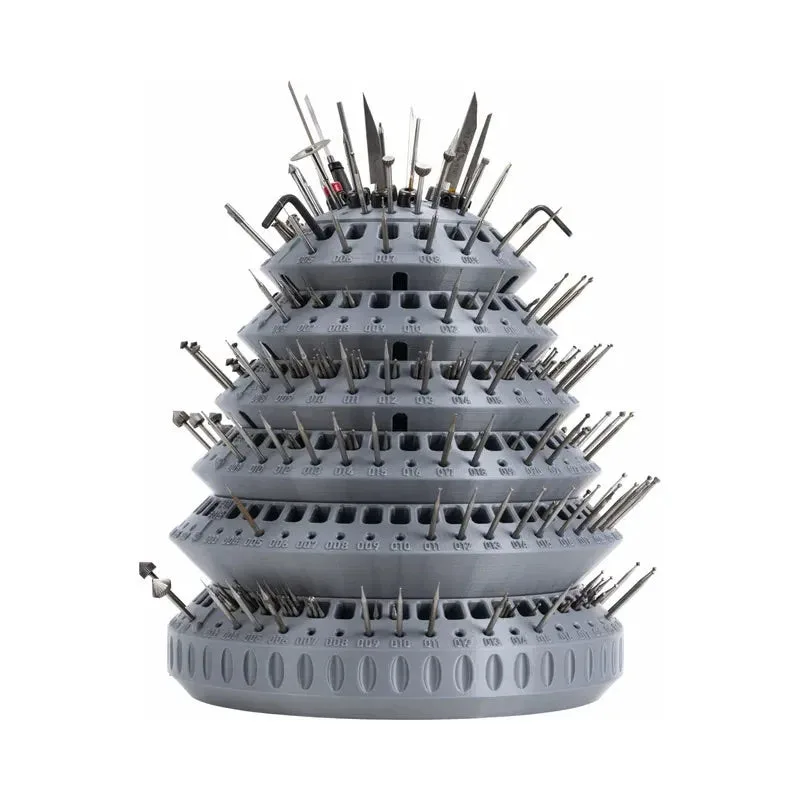 BURRO V2 Bur Organizing System 7 Layers 3/32" Fit 250 Compartments 360 Rotating Lazy Susan Bur Organizer for Stone Setters
