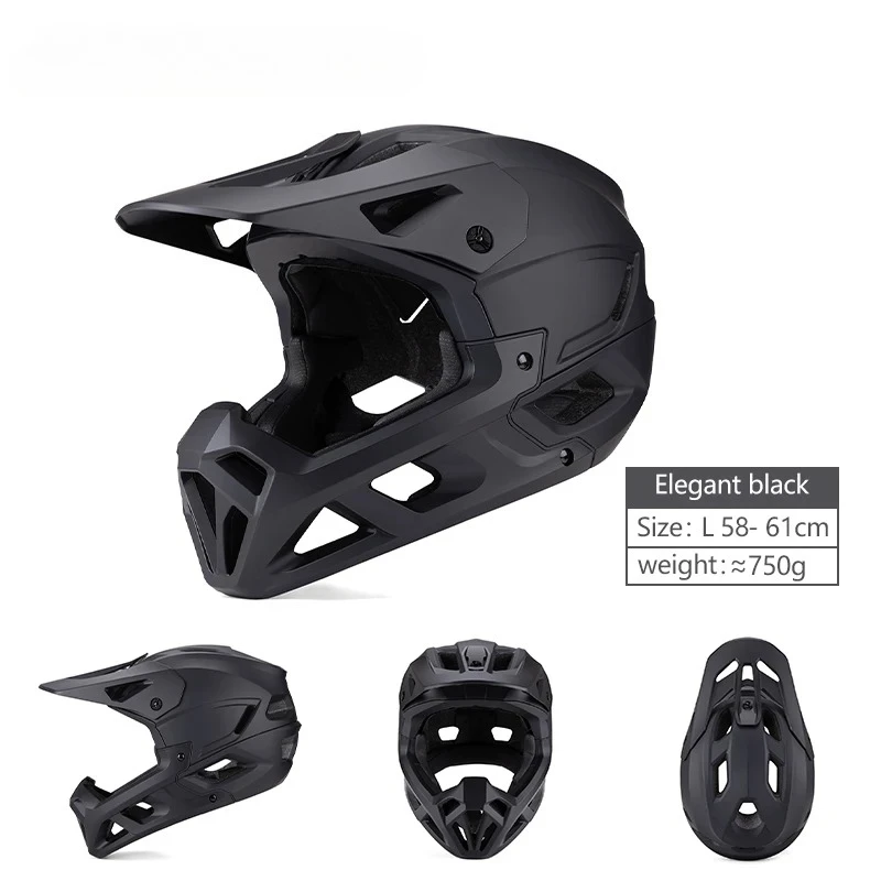 LUMDEER Black Anti-Impact Bicycle Helmet Mtb with Visor Full Face Sports In-Mold DH MTB Bicycle Helmet Casque Moto Cross image 3