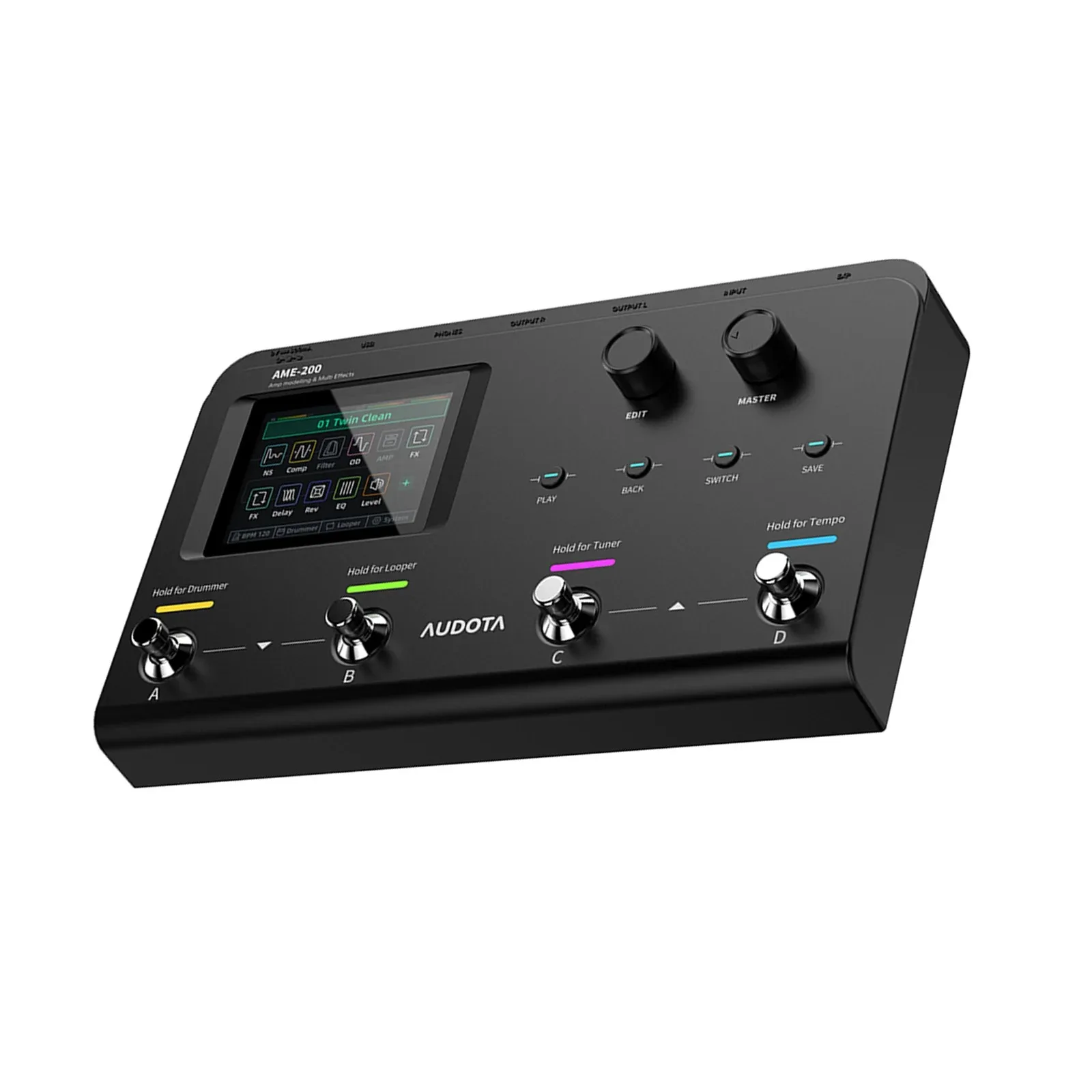 AudotaAME 200 Multi-effects Processor 50drum Looper 200presets 10 Effector Modules Guitar Pedal