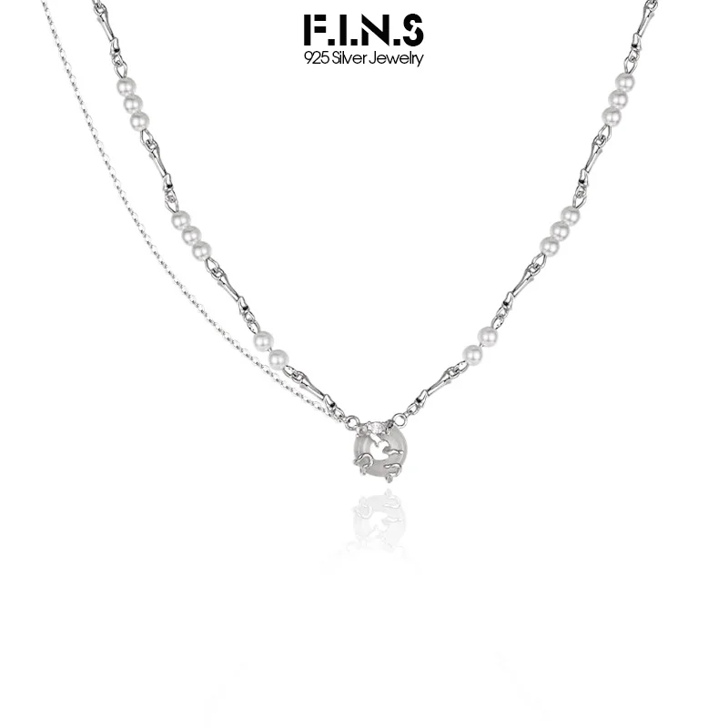 

F.I.N.S новый китайский стиль S925 стерлингового серебра пряжка мира ручной работы ракушка жемчужная цепочка на ключицы ювелирные изделия женские аксессуары