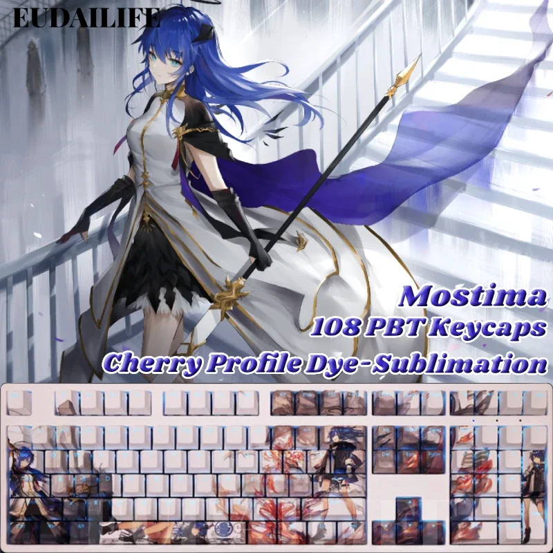 Mostima 108 Key Caps Arknights PBT DYE Sublimation Light Transmitting Cherry Switch Cross Key Cover Mechanical Keyboard Gift