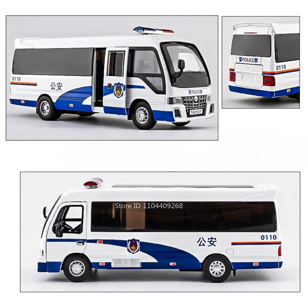 1:32 Bilancia Sottobicchiere Modello di Auto Della Polizia Giocattolo In Lega Pressofuso Suono Luce Tirare Indietro Porte Aperti Modelli di Bus Hobby Ornamenti Regali