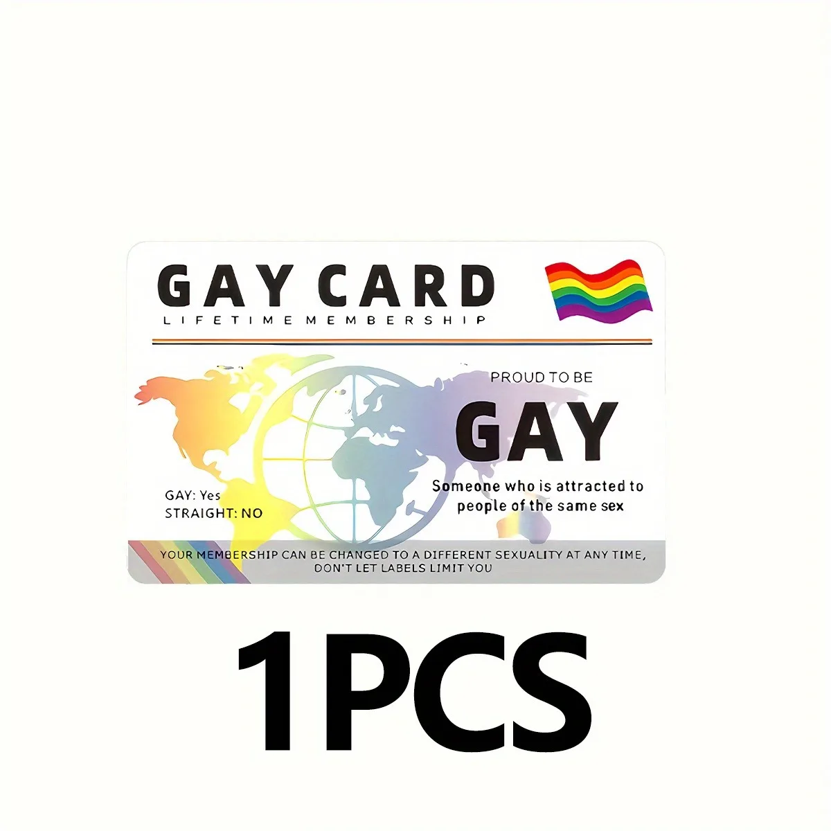 1 قطعة بطاقة عضوية LGBTQ + Pride مدى الحياة - بطاقة عضوية على طراز بطاقة هوية المثليين PVC غير لاصقة، LGBTQ + فردية وحليف souv
