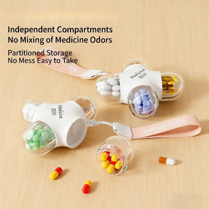 

Portable Four Compartment Capsule Medicine Box, Drug Classification, Independent Compartment Sealed Box, Large Capacity