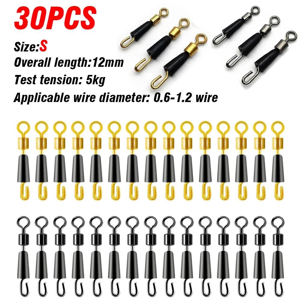 30/50Pcs Angeln Lager Wirbel Kugellager Wirbel Solide Ringe Stecker Schnell Schnelle Link Locken Linie Spin Snap Tackle stecker