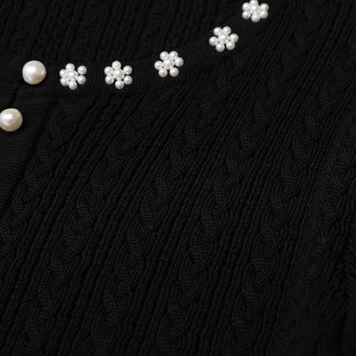 Haute qualité printemps et automne nouvelle mode banlieue perle tricoté femmes à manches longues haut manteau + robe sans manches ensemble