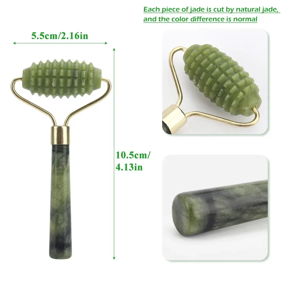 Natural Jade Facial Roller with Packing Bag Anti Wrinkle Jade Stone Facial Care Massage Roller Face Lifting and Slimming Tools