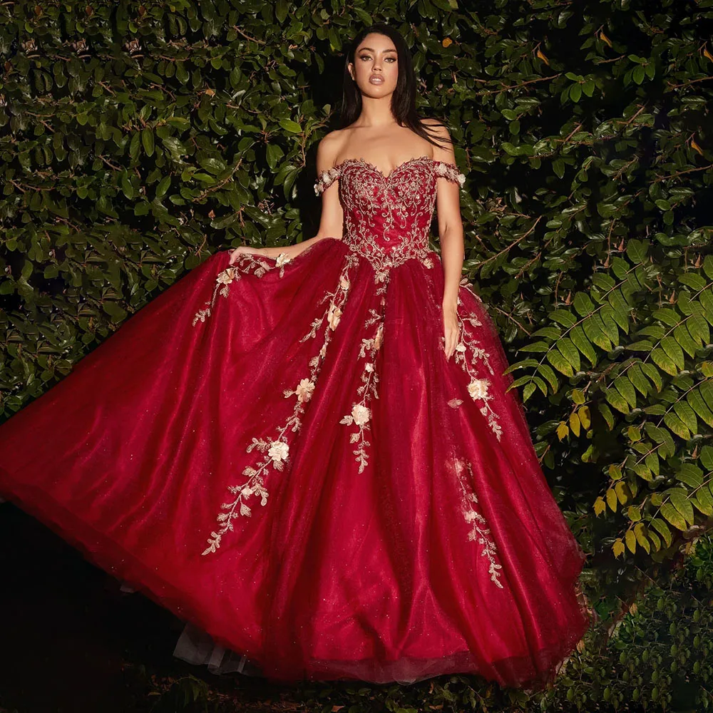 

Customized Red Bride Wedding Dresses Modern Style Off The Shoulder Plus Size A-line Floor Length Back Lace Up Marry Dress