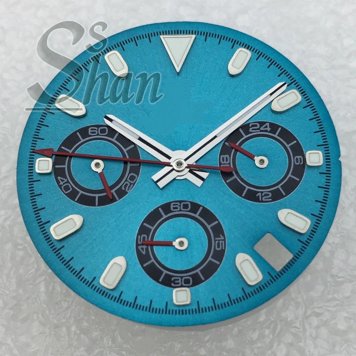 

29.5mm VK63 blue-green dial is suitable for the VK63 quartz movement green luminous chronograph watch accessory