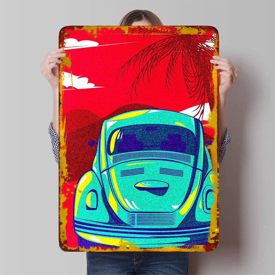 Beetle the Legends Cars Metal Signs Car Poster Coffee Bar Accessories Custom Tinplate Sign for Garage Wall Art Decoration Retro